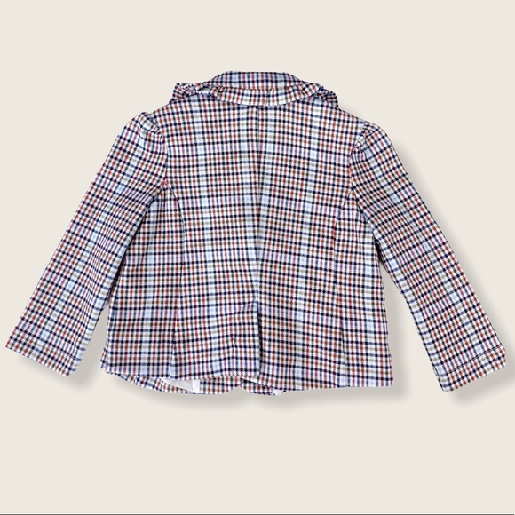Janie and Jack 6-12M Plaid Gold Button Blazer - Picture 2 of 6